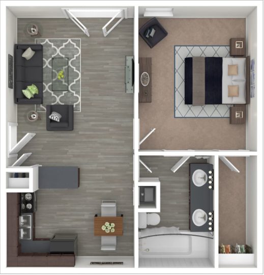 a floor plan of a two bedroom apartment at The Country Oaks Apartments