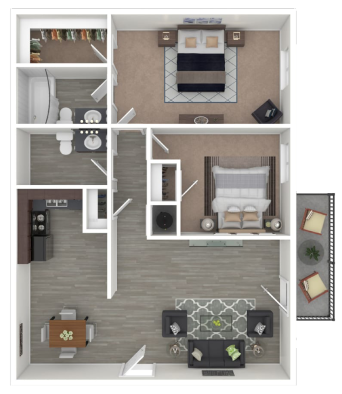 a floor plan of a two bedroom apartment at The Country Oaks Apartments